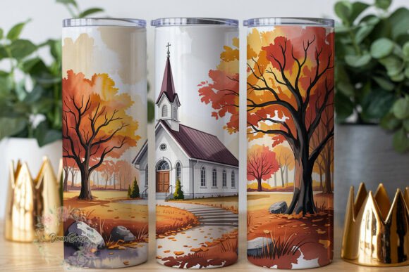 Autumn Chapel Path 20oz Tumbler Wrap