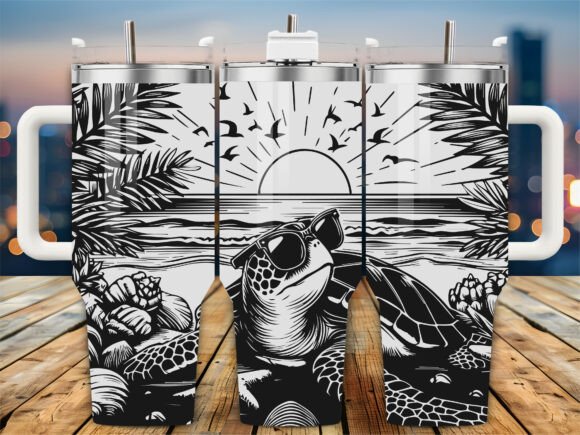 Beach Sunset Turtle 40oz Tumbler