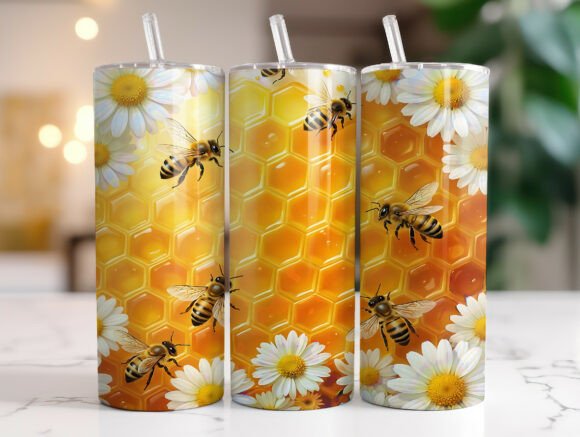 Bee Sunflower Honeycomb Tumbler Wrap
