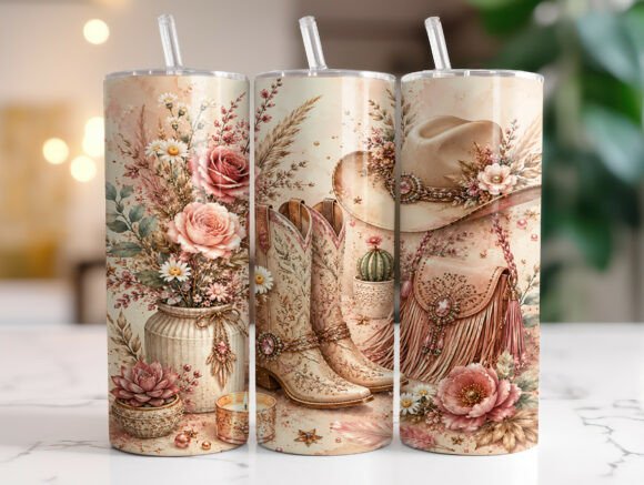 Boho Cowgirl Floral 20oz Tumbler Wraps
