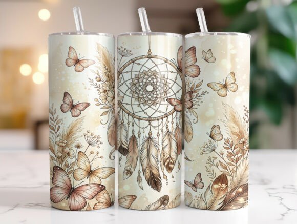 Boho Dreamcatcher Butterfly Tumbler Wrap