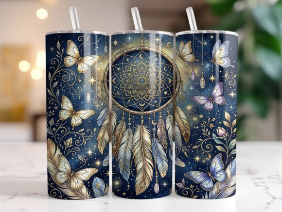 Celestial Dreamcatcher Butterfly Tumbler