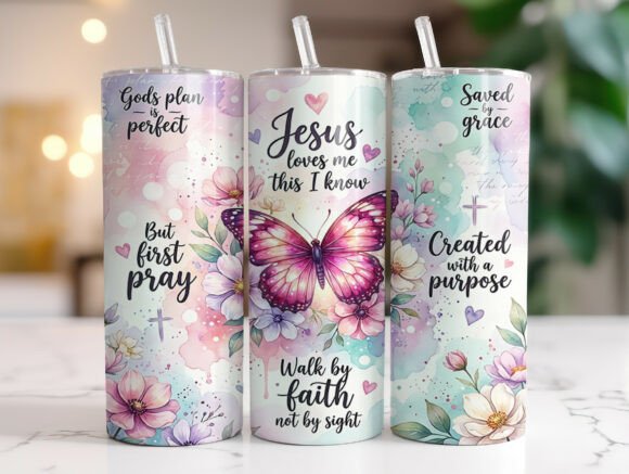 Christian Butterfly Faith Quotes Tumbler