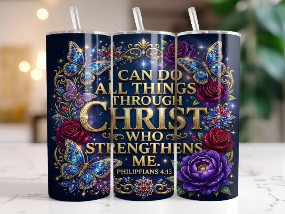 Christian Butterfly Tumbler Wrap PNG