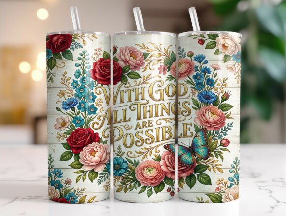 Christian Floral Faith 20oz Tumbler Wrap