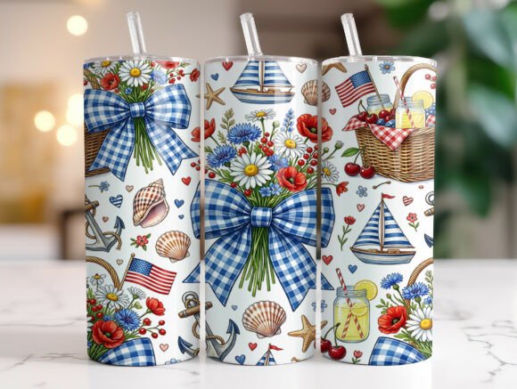 Coastal 4th of July 20oz Tumbler Wrap