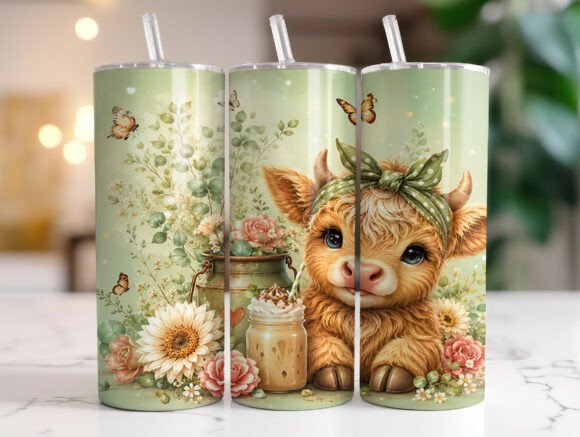 Coffee Lover Highland Cow Tumbler Wraps
