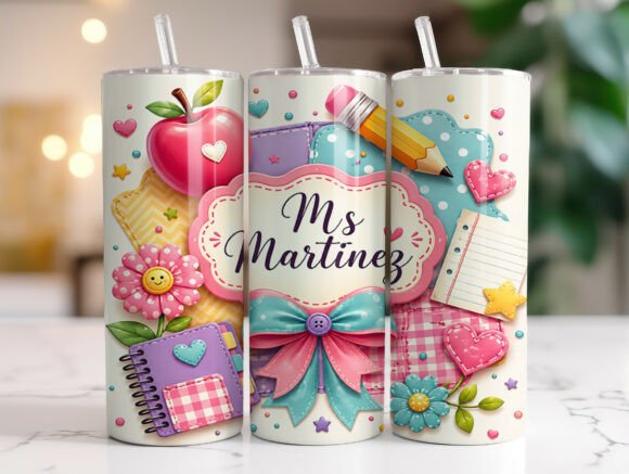 Coquette Teacher 20oz Tumbler Wrap PNG