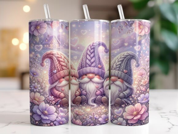 Cute Purple Gnome 20oz Tumbler Wrap PNG