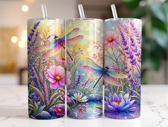 Dragonfly Wildflower 20 Oz Tumbler Wrap