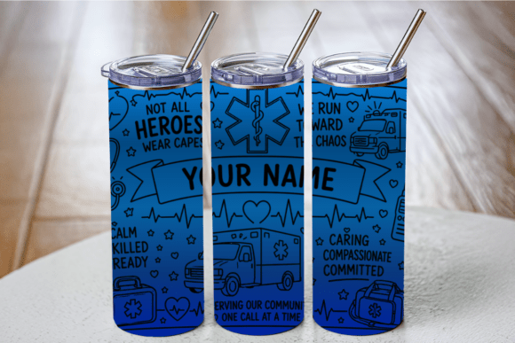 EMS Personalized Tumbler Wrap Line Art