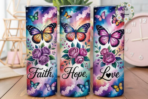 Faith Hope Love Butterfly Tumbler Wrap