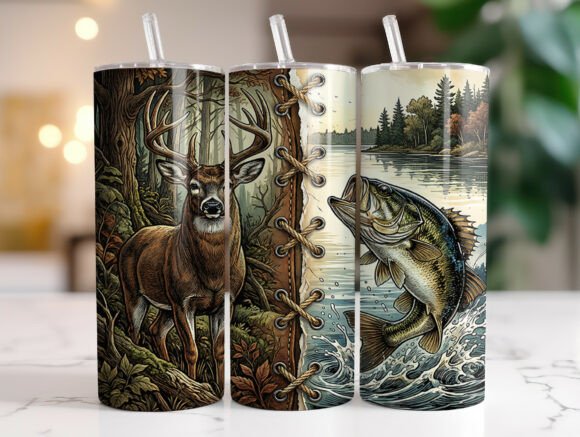 Fishing Hunting 20oz Skinny Tumbler Wrap