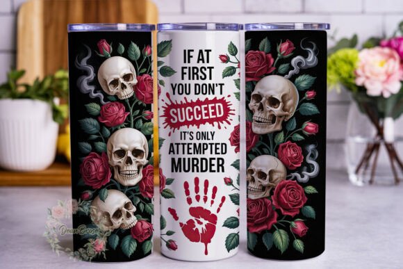 Gothic Skull Rose 20oz Tumbler Wrap