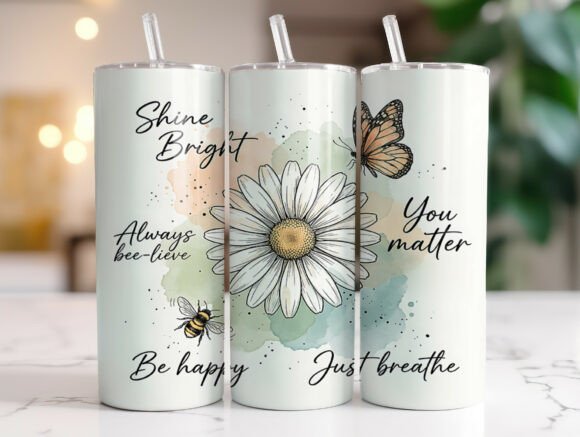 Inspirational Floral Quote Tumbler Wrap