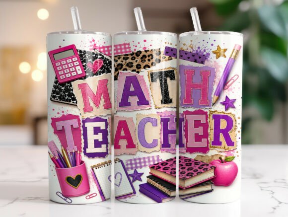 Math Teacher 20oz Tumbler Wrap PNG