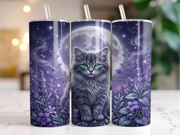 Mystical Floral Cat 20oz Tumbler Wrap