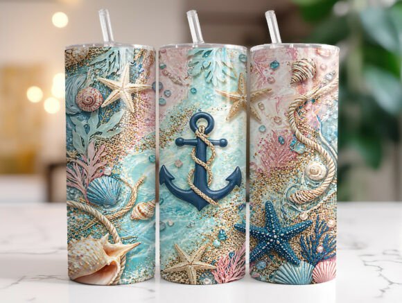 Nautical Anchor Beach 20oz Tumbler Wrap