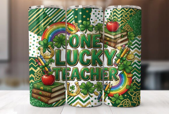 One Lucky Teacher Shamrock Tumbler Wrap