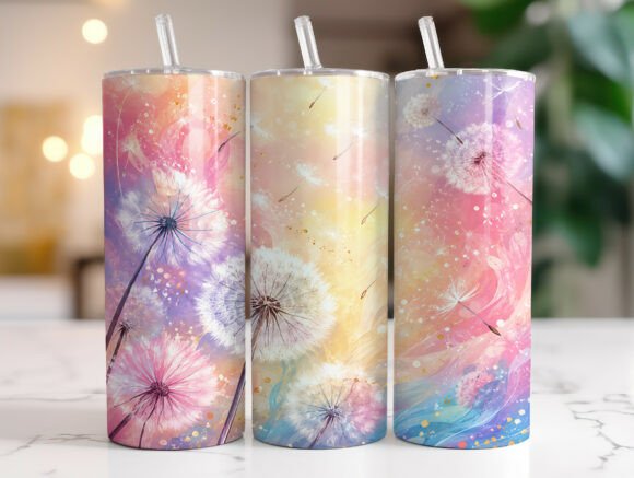 Pastel Dandelion Floral 20oz Tumbler PNG