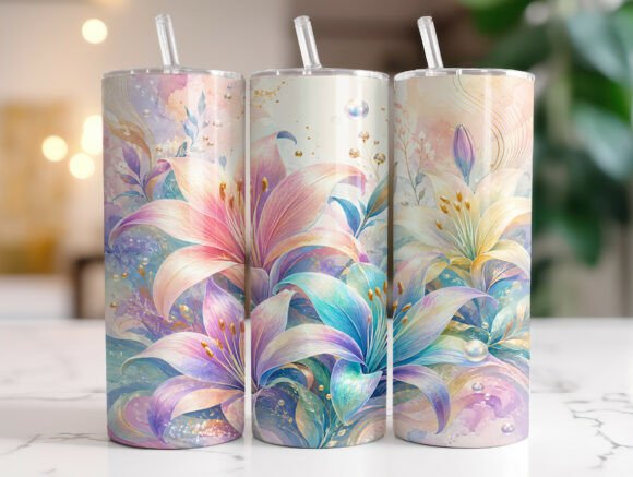 Pastel Lily 20oz Skinny Tumbler Wrap PNG