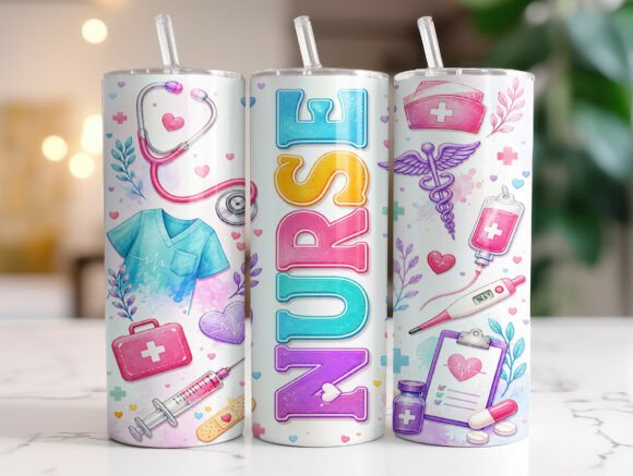 Pastel Nurse 20oz Skinny Tumbler Wrap