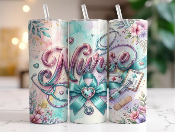 Pastel Nurse Bow Medical Tumbler Wrap