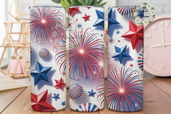 Patriotic Fireworks Stars Skinny Tumbler