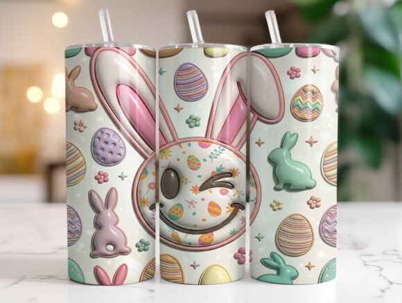 Puffy Pastel Bunny Easter Tumbler Wrap