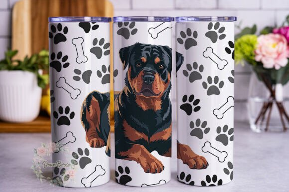 Rottweiler Dog Paw Print 20oz Tumbler Wr