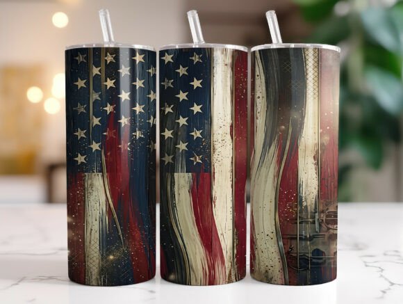 Rustic American Flag 20oz Tumbler Wrap