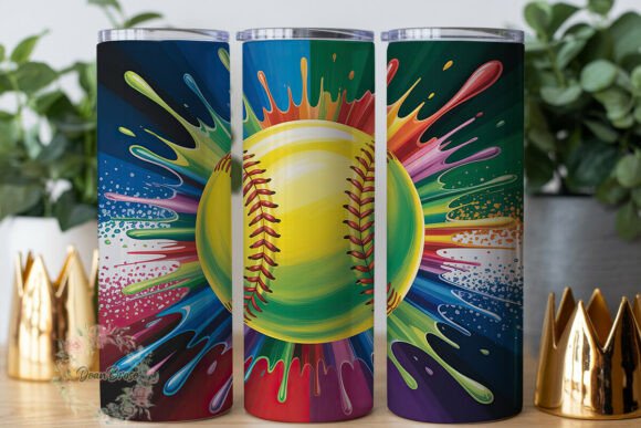 Softball Paint Splatter Tumbler Wrap