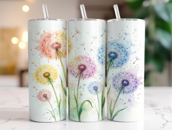 Spring Floral Dandelion Tumbler Wrap PNG