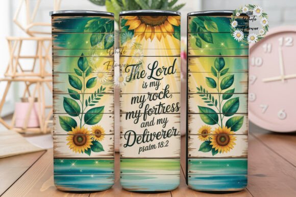 Sunflower Wood Bible Verse 20oz Tumbler