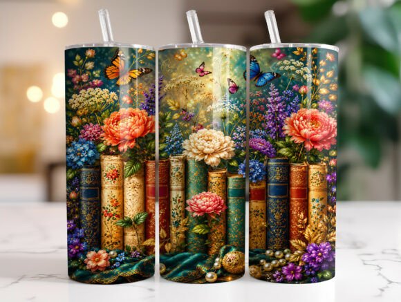 Vintage Botanical Books Tumbler Wraps