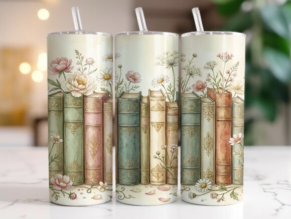 Vintage Floral Book Lover Tumbler Wrap