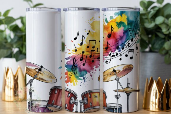 Watercolor Drums Music 20oz Tumbler Wrap